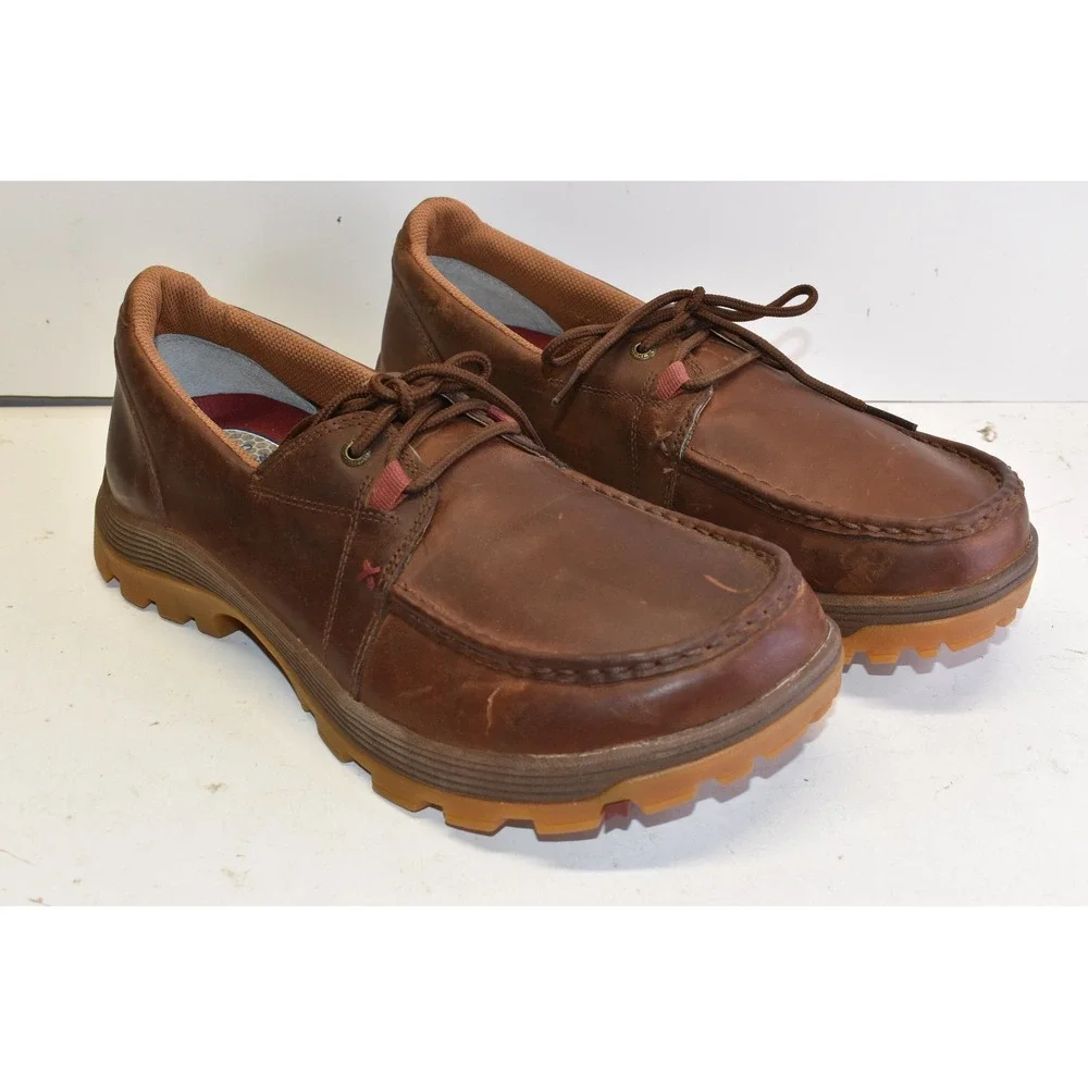 Twisted X Leather Driving Mocs Brown Men 10.5 Lug Soles Boat Shoes Casual NWOT
